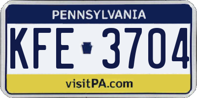PA license plate KFE3704