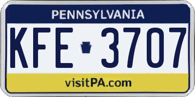 PA license plate KFE3707