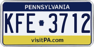 PA license plate KFE3712