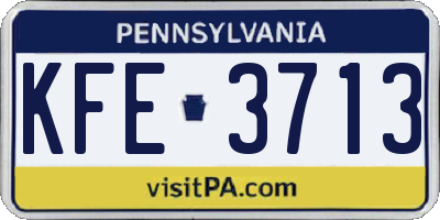 PA license plate KFE3713