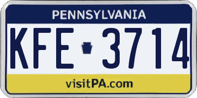 PA license plate KFE3714