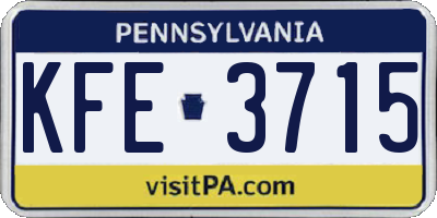 PA license plate KFE3715