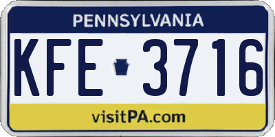 PA license plate KFE3716