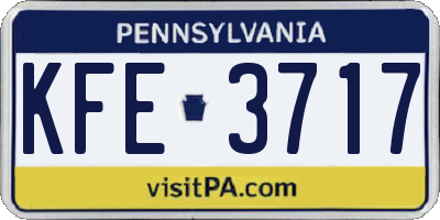 PA license plate KFE3717