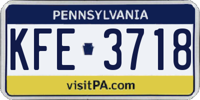 PA license plate KFE3718