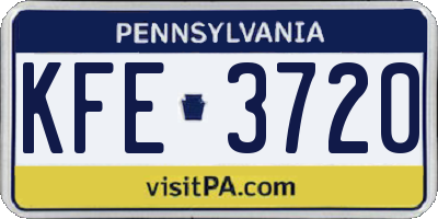 PA license plate KFE3720