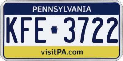 PA license plate KFE3722