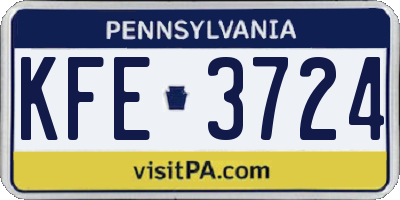 PA license plate KFE3724