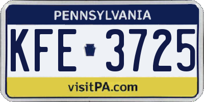 PA license plate KFE3725