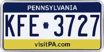 PA license plate KFE3727