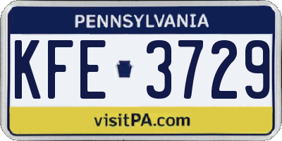 PA license plate KFE3729