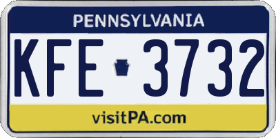 PA license plate KFE3732