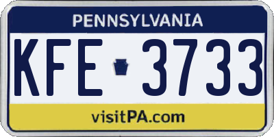 PA license plate KFE3733