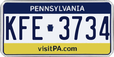 PA license plate KFE3734