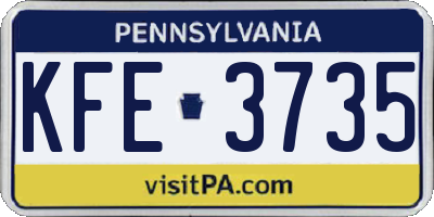 PA license plate KFE3735