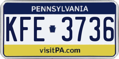 PA license plate KFE3736