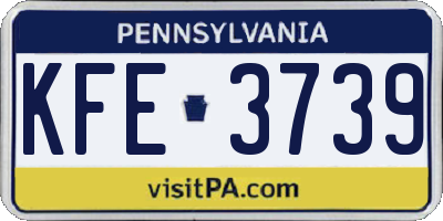 PA license plate KFE3739