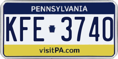 PA license plate KFE3740