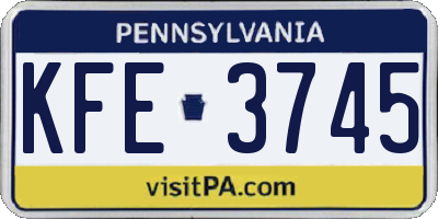 PA license plate KFE3745