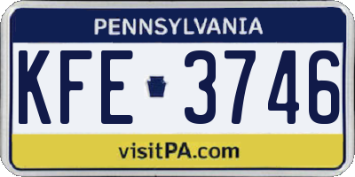PA license plate KFE3746