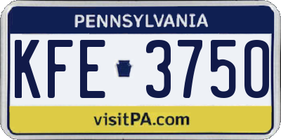 PA license plate KFE3750