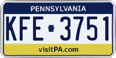PA license plate KFE3751