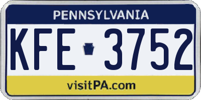 PA license plate KFE3752