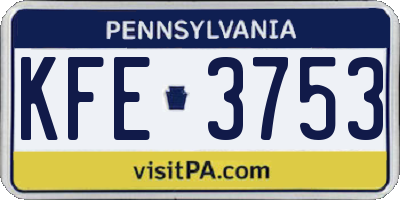 PA license plate KFE3753