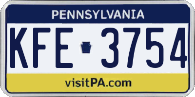 PA license plate KFE3754