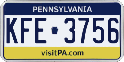 PA license plate KFE3756