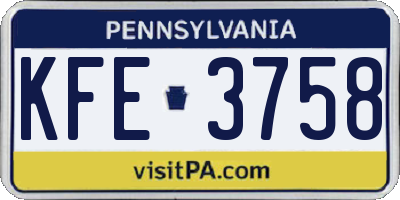 PA license plate KFE3758