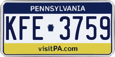 PA license plate KFE3759