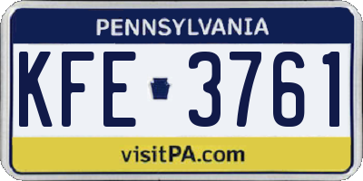 PA license plate KFE3761