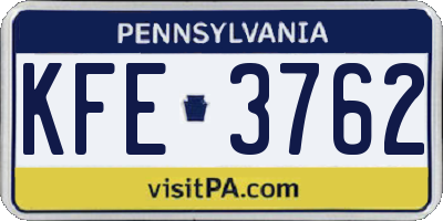 PA license plate KFE3762