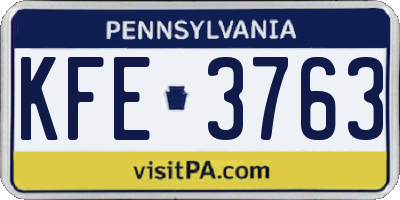PA license plate KFE3763