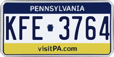 PA license plate KFE3764