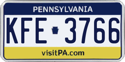 PA license plate KFE3766