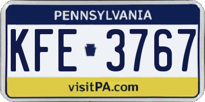 PA license plate KFE3767