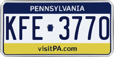 PA license plate KFE3770