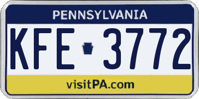 PA license plate KFE3772