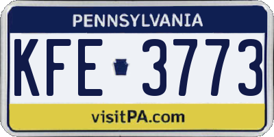 PA license plate KFE3773