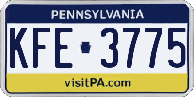 PA license plate KFE3775