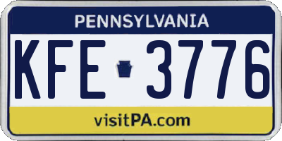 PA license plate KFE3776