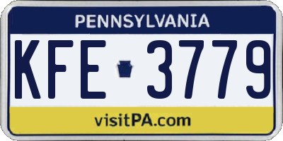 PA license plate KFE3779