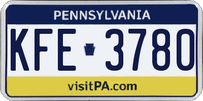 PA license plate KFE3780