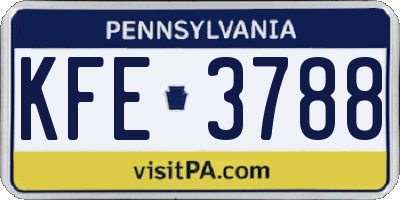 PA license plate KFE3788