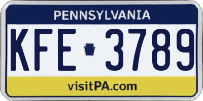 PA license plate KFE3789