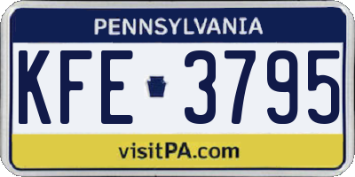 PA license plate KFE3795