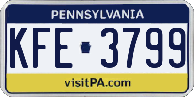 PA license plate KFE3799