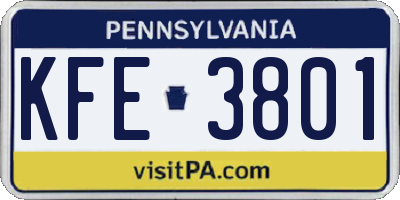 PA license plate KFE3801